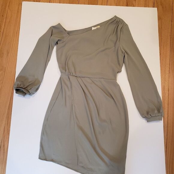 L'agence Long Sleeve Green Wrap Skirt Dress - Picture 3 of 5